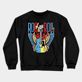 Vintage Retro Distressed 80s Rock & Roll Music Guitar Wings Crewneck Sweatshirt